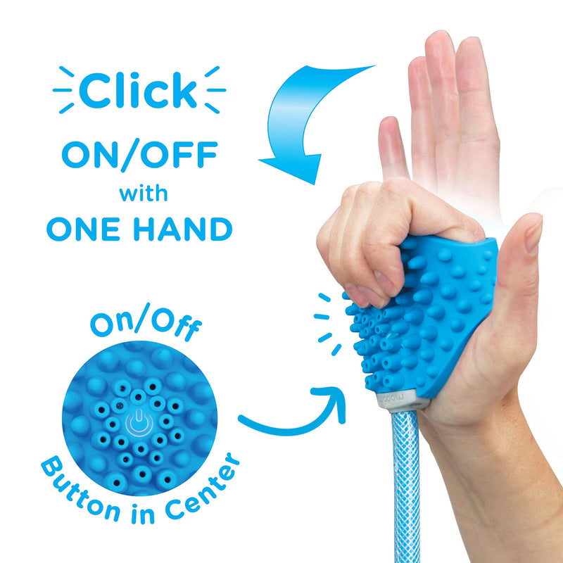 Aquapaw Pet Bathing Tool – Sprayer and Scrubber in One – Compatible with Indoor Shower or Outdoor Garden Hose – For Dog and Cat Grooming – Garden Hose and Shower Adapters Included - PawsPlanet Australia