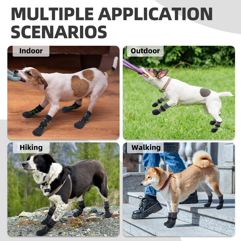 PUPTECK Anti Slip Dogs Shoes for Hot/Cold Pavement, Senior Booties, Rubber Boots & Paw Protectors for Small Medium Large Size Dogs to Prevent Licking, Grippy Socks for Hardwood Floors, Tiger, M Animal Print(Tiger Stripes) - PawsPlanet Australia
