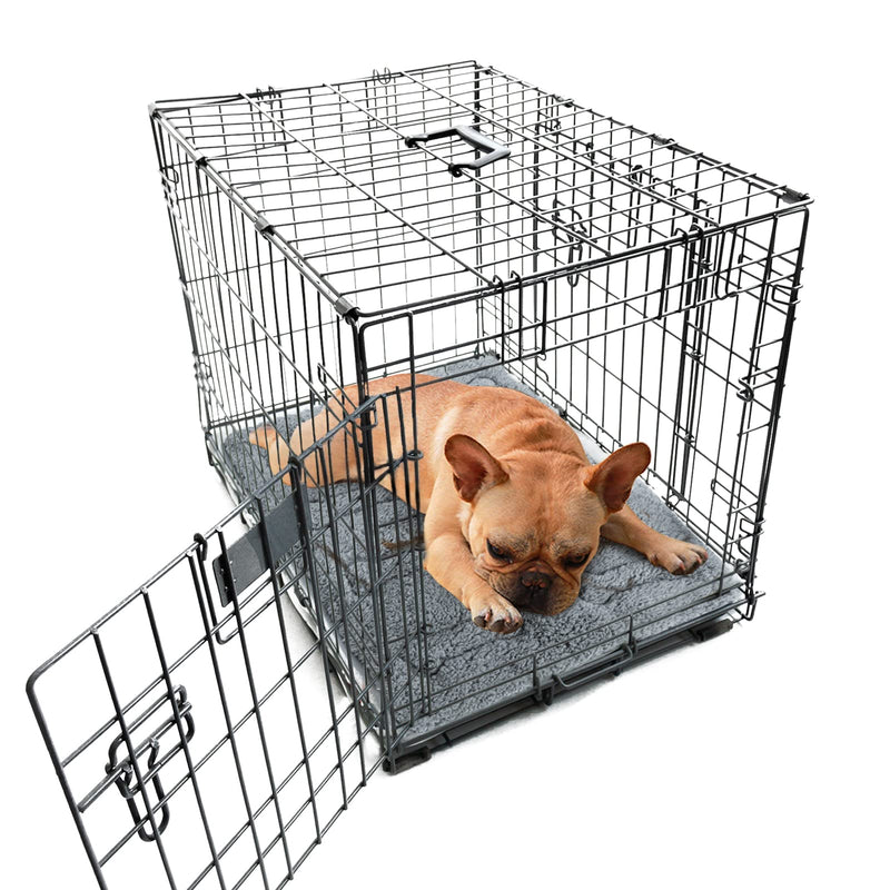 Dog Bed Crate Mat(24" X 18") 2 Pack, Soft Plush Dog Bed Pad Machine Washable Crate Pad, Grey Small 24"X18" - PawsPlanet Australia