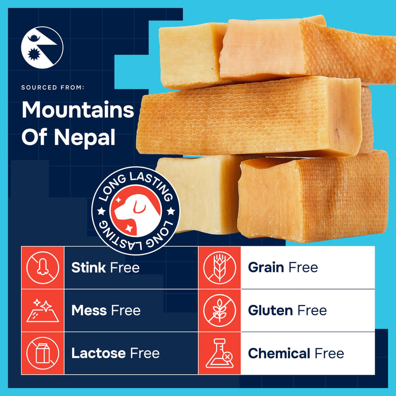 100% Natural Yak Cheese Himalayan Made Dog Chews All Breeds - Lactose Free Yak Chew for Small, Medium & Large Dogs - Dental Cleaning Dog Chews Aggressive Chewers - Long Lasting Odor & Gluten Free Extra Large (4 Chews )
