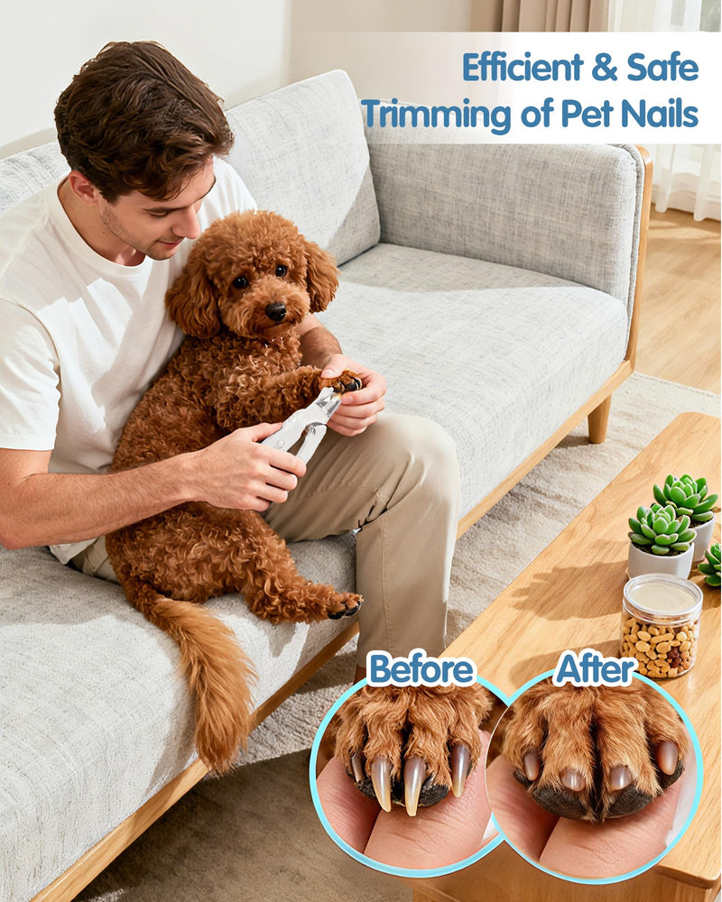 2 in 1 Dog Nail Clippers & Dog Nail Grinder for Large Medium Small Dogs Cats Claw Trimmer with 2 LED Lights & Splash Guard, Ultra-Quiet, USB Rechargeable Pet Claw Care Grooming - PawsPlanet Australia
