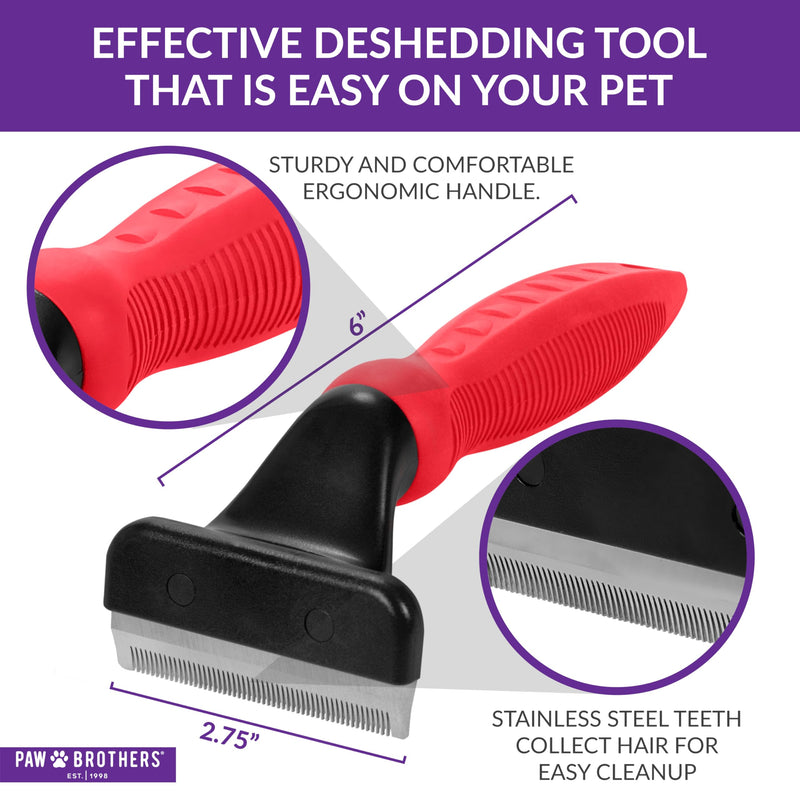 Paw Brothers Deshedding Tool, Deshedding Brush for Dogs and Cats, Professional Dog Grooming Brush for Shedding, Pet Hair Remover, Fur Removal Brush for Medium and Long Pet Hair, Medium - PawsPlanet Australia
