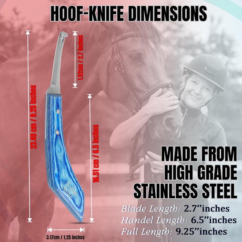 Sultan Shine Dual Sided Hoof Knife Trimmer with Ultra-Sharp J2 Japanese Stainless Steel Narrow Blade, Ergonomic Handle – Professional Farrier Tool for Horses, Cows & Farm Livestock (Right-Handed) Right-Handed
