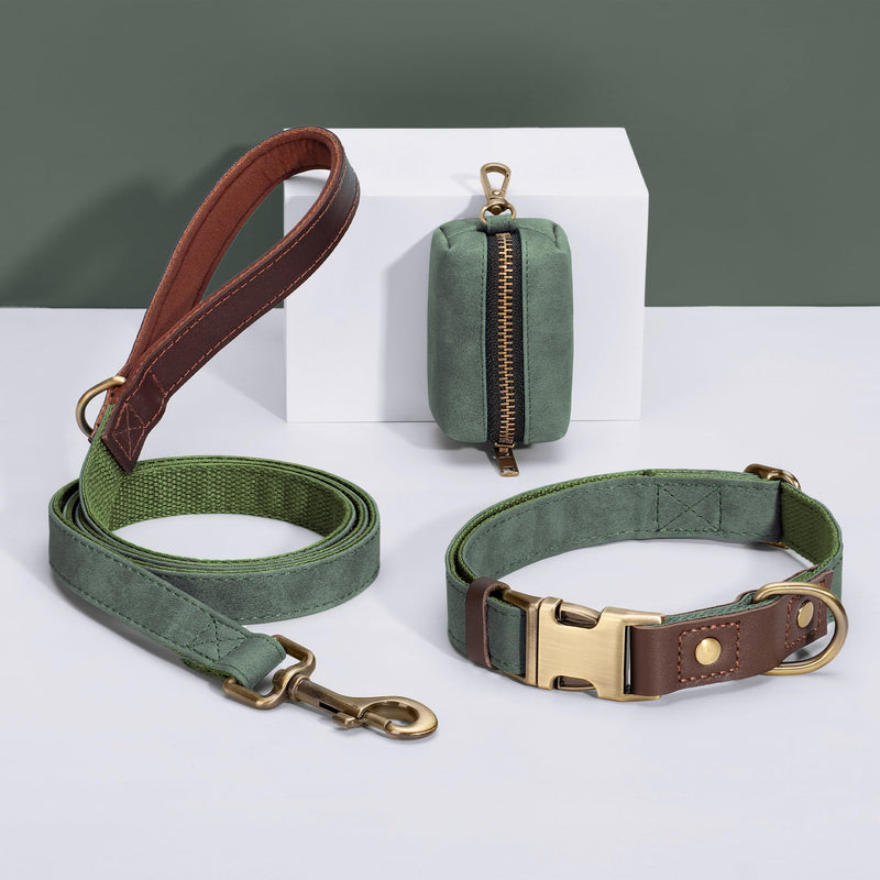 Didog Soft PU Leather Dog Collars for Small Dogs,Classic Adjustable Dog Collars with Quick Release Metal Buckle,Easy Clean and Comfortable with Nylon Lining,Green,S Neck 11-15" S: Neck 11-15", Width 0.6" Green