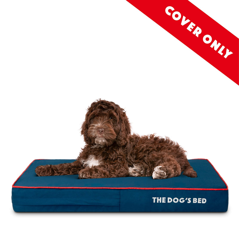 The Dog’s Bed Replacement Outer Cover, Oxford Fabric, Blue with Red Trim, Medium, 4-Inch Medium Spare Cover (4" Deep) - PawsPlanet Australia