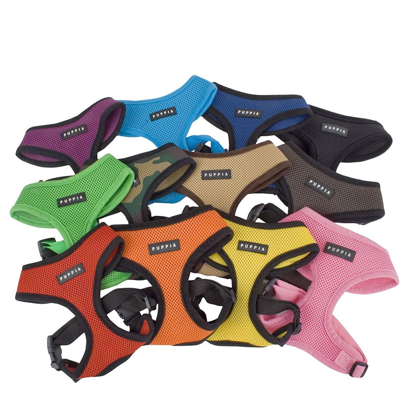 Puppia Soft Dog Harness No Choke Over-The-Head Triple Layered Breathable Mesh Adjustable Chest Belt and Quick-Release Buckle, Brown, Medium - PawsPlanet Australia