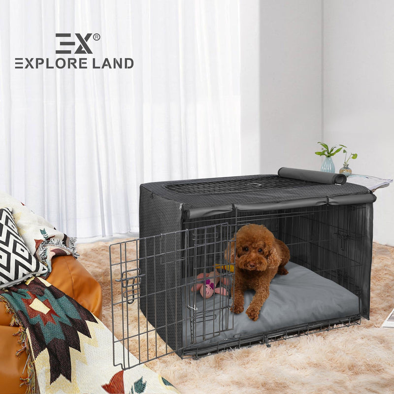 Explore Land Scratch Resistance Dog Bed Cover Canvas Washable Dog Crate Pad Replacement Cover, 40Lx27Wx4H inch, Charcoal 40”Lx27”Wx4”H Charcoal With Scratch Resistance - PawsPlanet Australia