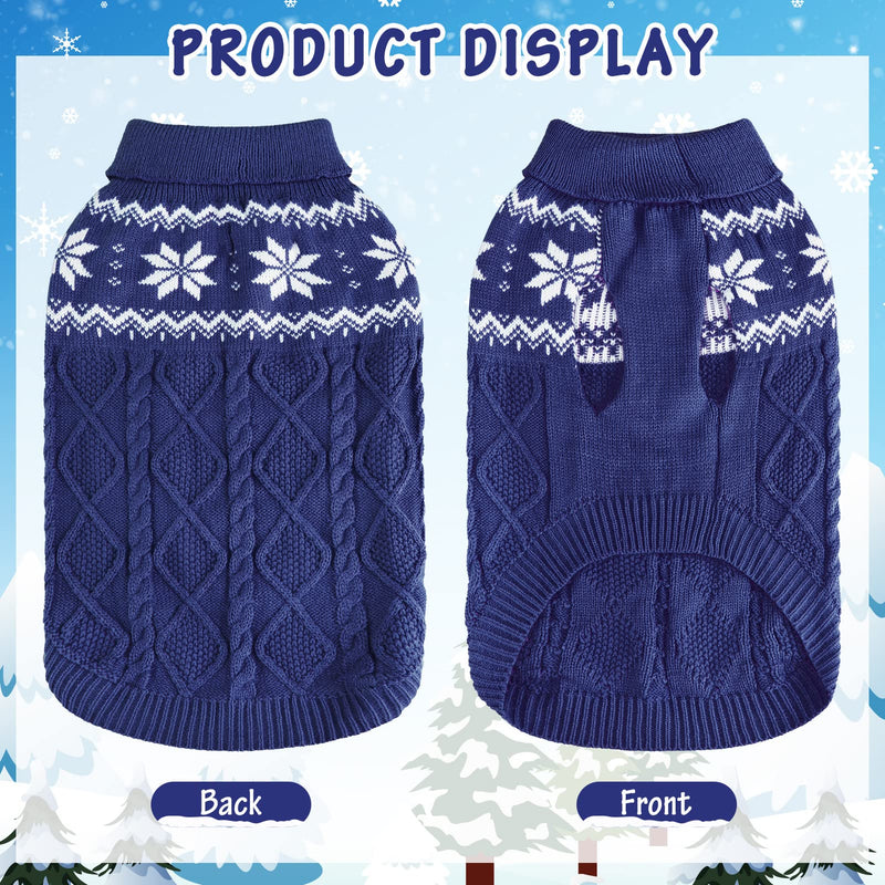SCIROKKO Warm Winter Dog Sweater - Cold Weather Pet Clothes for Small Medium Large Dogs Indoor Outdoor, Soft Classic Knit Puppy Apparel L Blue - PawsPlanet Australia