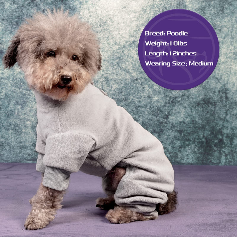 cyeollo Dog Pajamas Fleece Dog Pjs Thermal Dog Onesie Stretchy Jumpsuit Warm Puppy Small Dog Pajamas Cat Apparel Color Grey X-Small (chest Girth: 10"-12") - PawsPlanet Australia