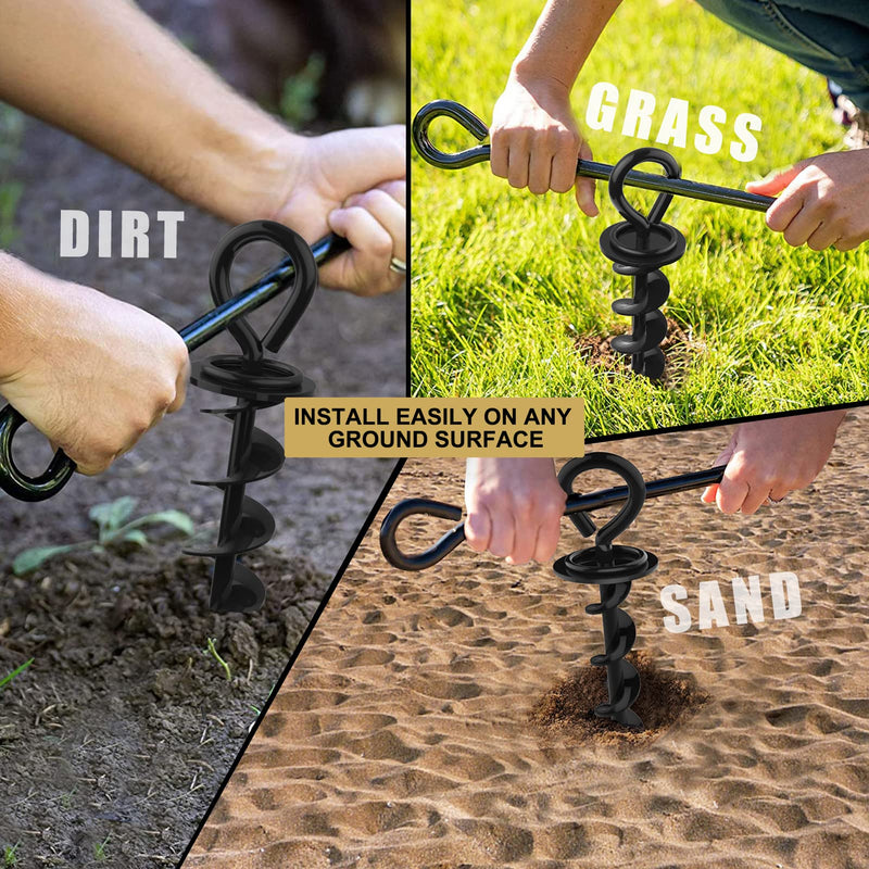 Eurmax USA Heavy Duty Dog Tie Out Stake for Large Dogs up to 210 lbs Dog Stakes for Outside,Dog Anchor, and Dog Gadget Dog Accessories Dog Leash Stake Dog Runner Trampoline Stakes 2-Pack (Black) Black-2pack - PawsPlanet Australia