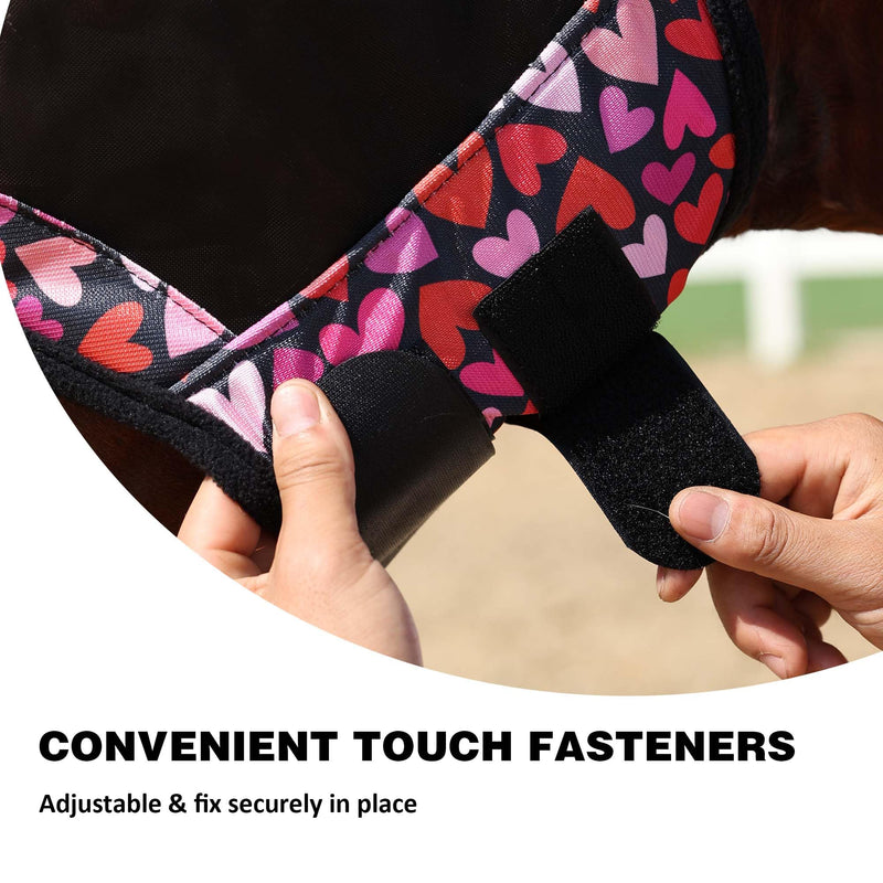 Harrison Howard Pro LumiVista Horse Half Face Fly Mask Large Eye Space with Ears UV Protection for Horse Cute Hearts M Medium - PawsPlanet Australia