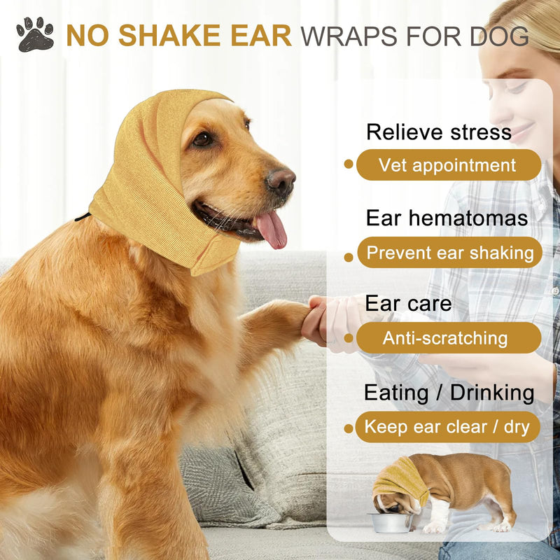 Dog Ear Protectors for Noise Anxiety Relief, Reusable Dog Ear Defenders with Adjustable Headband, Soft & Breathable, for Fireworks, Grooming, Travel (Yellow, M) Yellow
