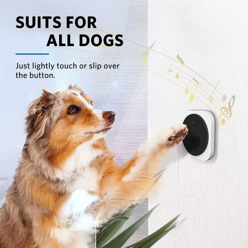 Dog Door Bell for Potty Training, Wireless Doggie Doorbell Operating at 1000 Feet with Chew Resistant IP65 Waterproof Touch Button, 4 Notification Modes 1 Receiver + 1 Button - PawsPlanet Australia