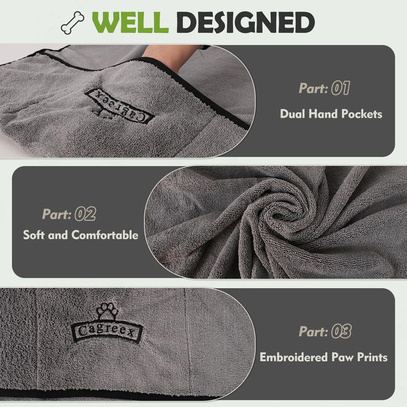 Microfiber Dog Towels Set Absorbent: 2 Pack Quick Dry Large Dog Towel for Drying Dogs - Super Soft Pet Bath Grooming Towels for Cat Dogs Mobile Groomers(24 * 40 inch, Grey) 24*40 inch - PawsPlanet Australia