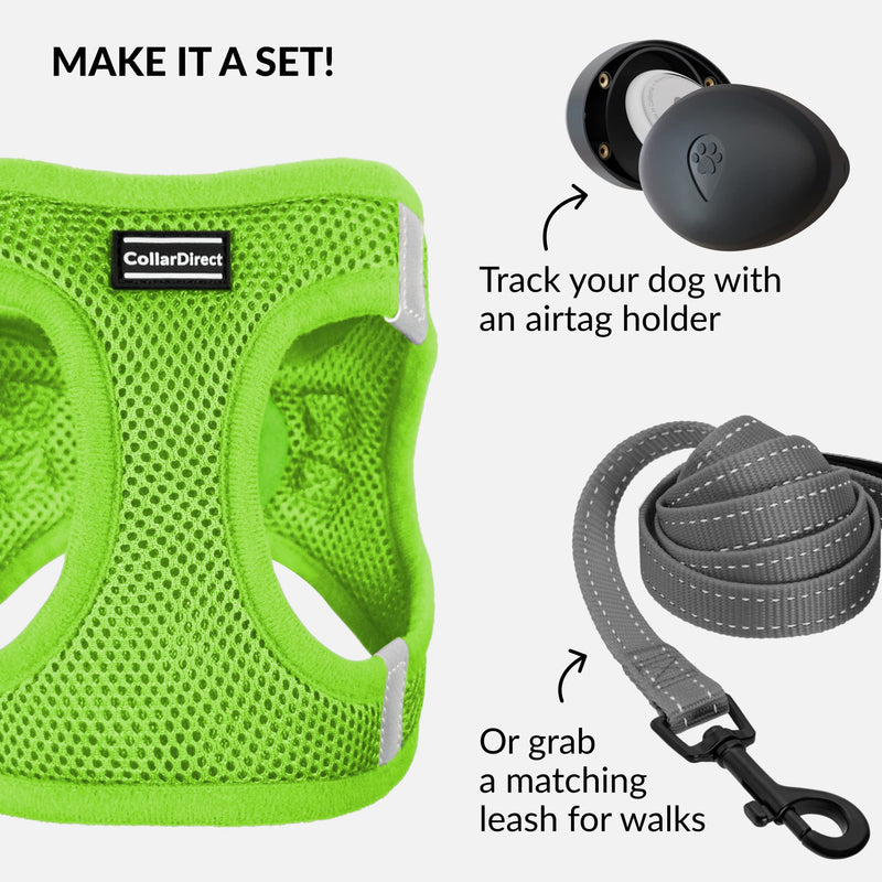 CollarDirect Step-in Reflective Dog Harness - Any Weather Air Mesh for Small and Medium Dogs Easy to Put On and Off (Size M, Lime Green) - PawsPlanet Australia