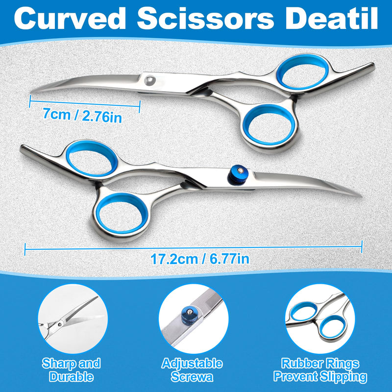 5-in-1 Dog Grooming Scissors Set with Safety Round Tip, Professional Stainless Steel Pet Grooming Kit for Dogs, Cats, Includes Curved, Straight, Thinning Scissors & Comb - PawsPlanet Australia