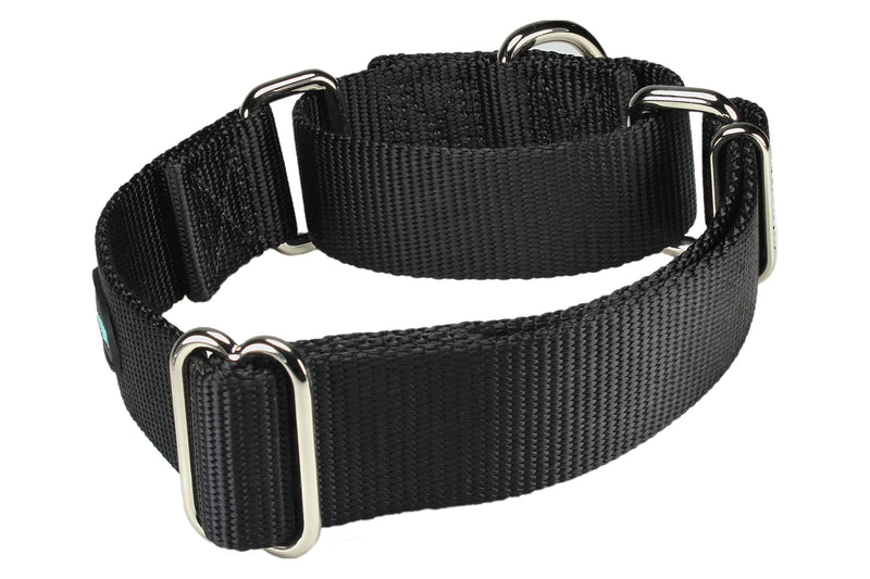 Mikivery Martingale Dog Collar Nylon Adjustable and Safety Training Colourful Comfortable Metal Buckle Pet Collars for Small Medium and Large Dogs(Black,M) Black M - PawsPlanet Australia