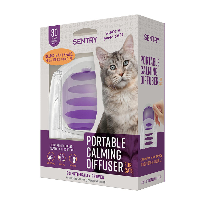 Sentry Behavior Portable Calming Diffuser for Cats, Reduces Stress and Bad Behavior with Calming Pheromones, Easy-to-use Portable Design, 30 Day Release Cat Diffuser