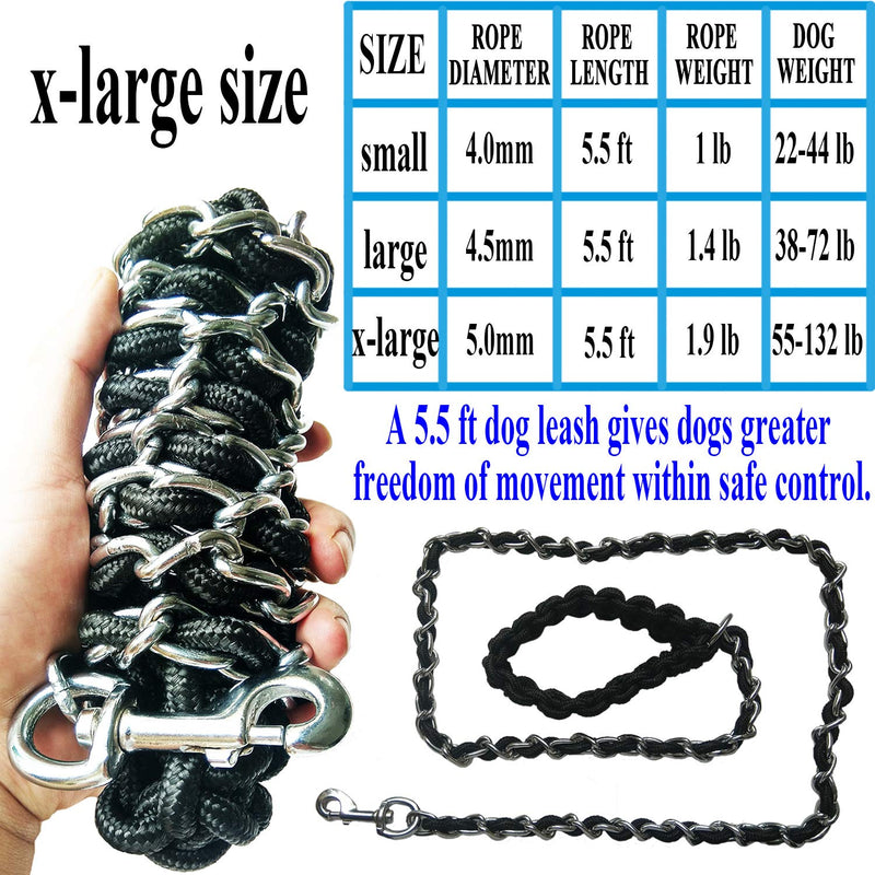 Dog Leash Metal Leashes Chain Rope with Pet Collar Training Walking Leads Heavy Duty Anti Bite 360 Hook for Medium and Large Dogs (X-Large) X-Large - PawsPlanet Australia