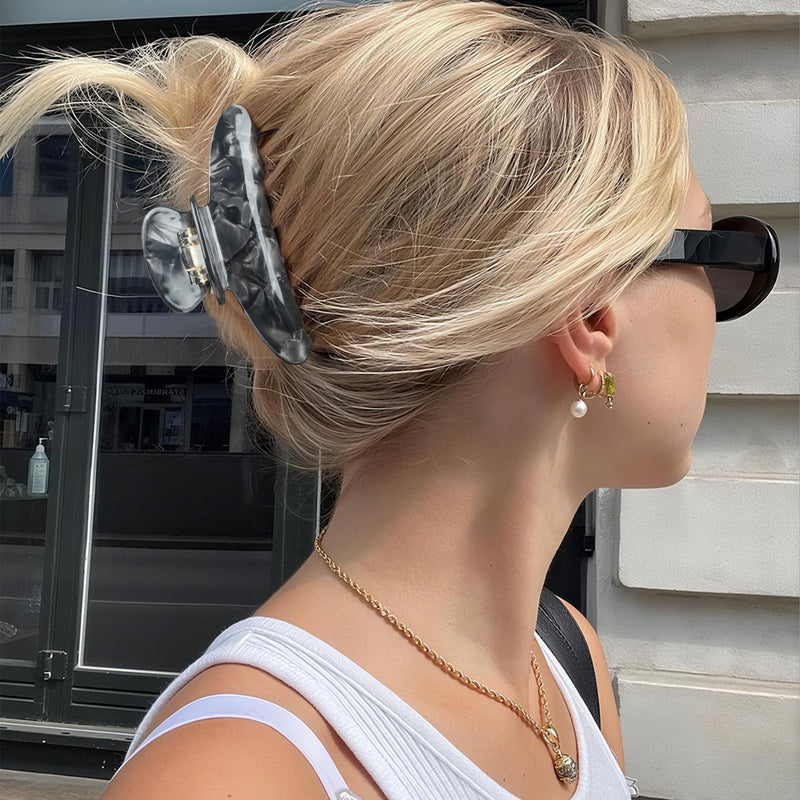 MAORULU Large Acetate Hair Claws - Premium Durable 4 Inch No-Slip Claw Clips for Thick Thin Hair | 1 Piece (Gray Marble) Gray Marble - PawsPlanet Australia