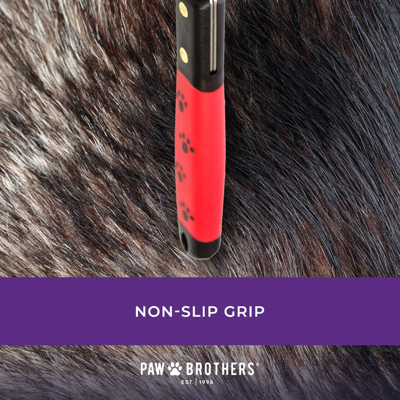 RYAN'S PET SUPPLIES Paw Brothers 20 Blade Medium Double WideDematting Undercoat Rake for Dogs and Cats, Professional Grade, Dog Shedding Brush, Stainless Steel Blades, Rounded Gentle Teeth - PawsPlanet Australia