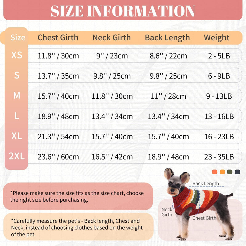 Kuoser Dog Sweater, Warm Dog Sweaters for Small Dogs Pet Christmas Clothing, Classic Cable Knitwear Cold Weather Thermal Pullover for Pug Dachshund Yorkie, Soft Puppy Turtleneck Sweatshirt, Red S Small (Chest: 13.7''; Weight: 6 - 9LB) - PawsPlanet Australia