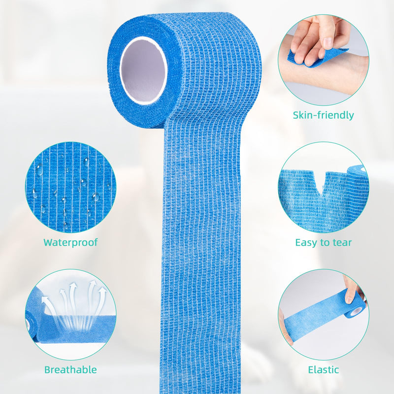 Carehabi 18 Rolls of Self-Adhesive Bandage, 5cm x 4.5m Pet Bandages, Self-Adhesive Elastic Bandage for Wrist, Ankle, Finger, Knee
