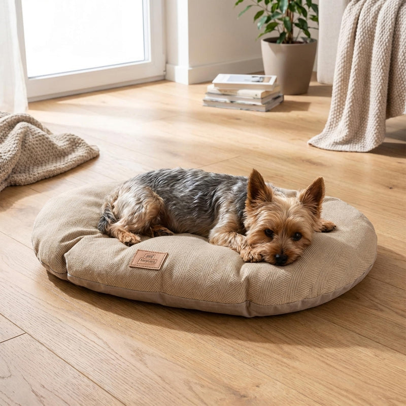 Ferplast Cat And Dog Cushion Stuart 55/4, Double-Sided, Tweed And Soft Velvet, Washable, 55 x 36 x h 5 cm., Beige 55 x 36 x 7 cm (L x W x H)