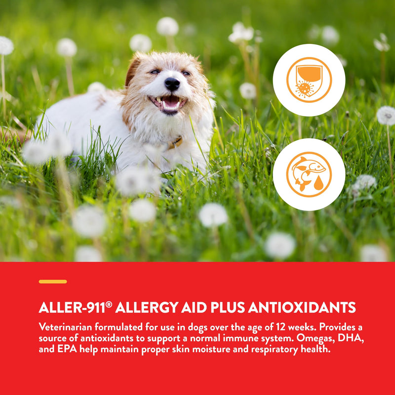 NaturVet Aller-911 Advanced Allergy Aid for Dogs, Cats – Antioxidant-Rich Pet Supplement with Omegas, DHA, EPA – Helps Support Dog Immune System, Cat Respiratory Health, Skin Moisture 180 Soft Chews