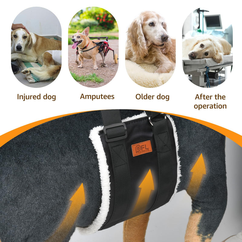 Adjustable Dog Lift Harness, Dog Sling for Large Dogs Lift Support and Rehab Harness for Weak Rear Legs, Soft Hind Leg Support Helps Senior, Injured,Disabled and After ACL Surgery Dogs(Black,X-Large) Black X-Large