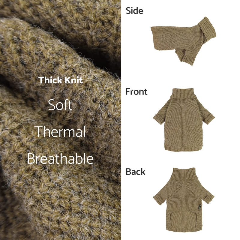 Fitwarm Thermal Knitted Dog Sweater Doggy Winter Coat Pet Clothes Doggie Turtleneck Jacket Puppy Outfits Cat Sweatsuit Sage Green Medium - PawsPlanet Australia