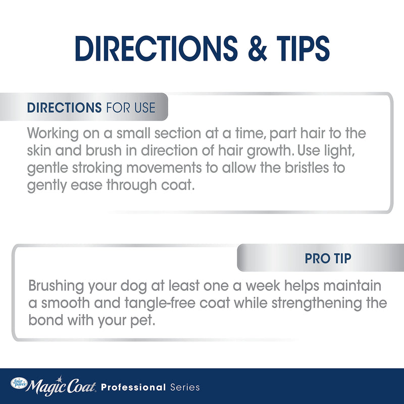 Four Paws Magic Coat Professional Series Grooming Brush for Dogs & Cats, Reduces Shedding, Stimulates Coat's Natural Oils, Ergonomic Design, Ideal for Medium, Long, Curly, and Wiry Coats - PawsPlanet Australia