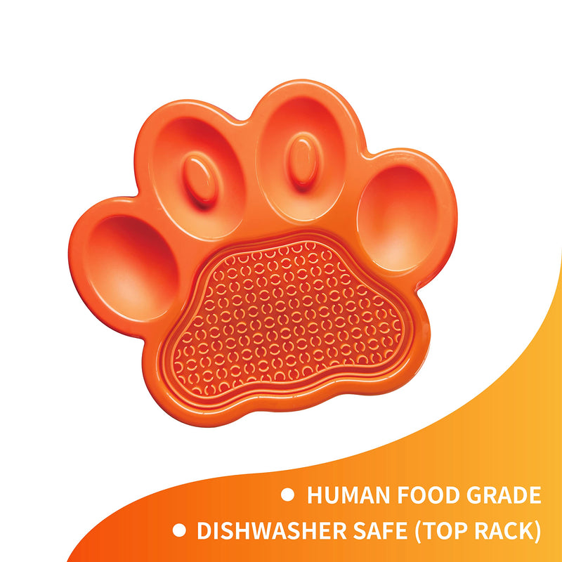 PetDreamHouse PAW 2-in-1 Slow Feeder Interactive Bowl with Removable Lick Mat - Orange - PawsPlanet Australia