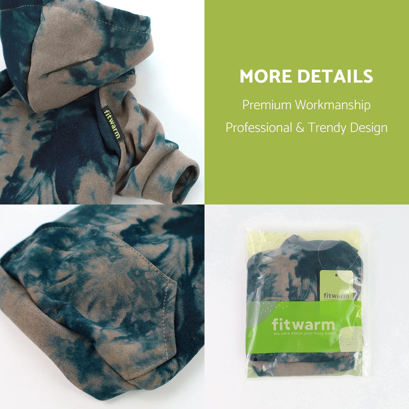 Fitwarm Tie Dye Dog Hoodie, Dog Clothes for Small Dogs Boy, Puppy Sweatshirt, Pet Outfit, French Bulldog Apparel, Dark Blue, Medium - PawsPlanet Australia