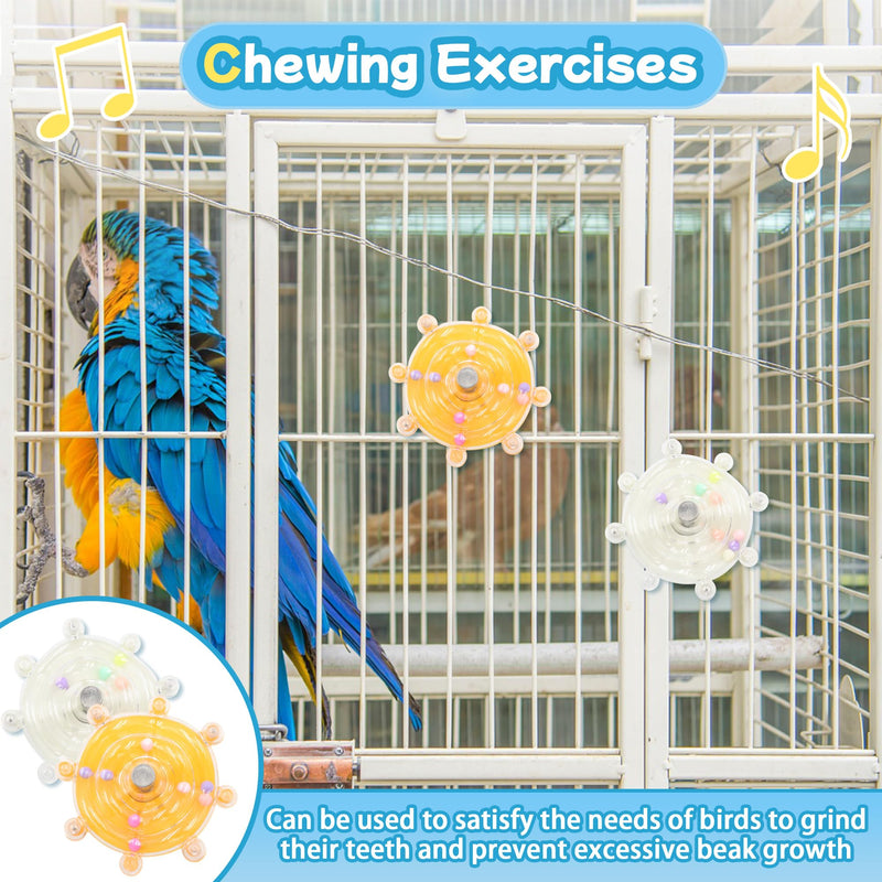 2 Colors Bird Toys for Parrots, Small Bird Cage Toys with Spinning Rattle, Hanging Roller Parakeet Cage Accessories for Chewing Exercise, Budgie Entertainment (White and Yellow) White and Yellow - PawsPlanet Australia