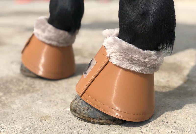Horse Bell Boots Dressage Horse Boots XL L M S Large Bell Boots with Faux Cognac Color