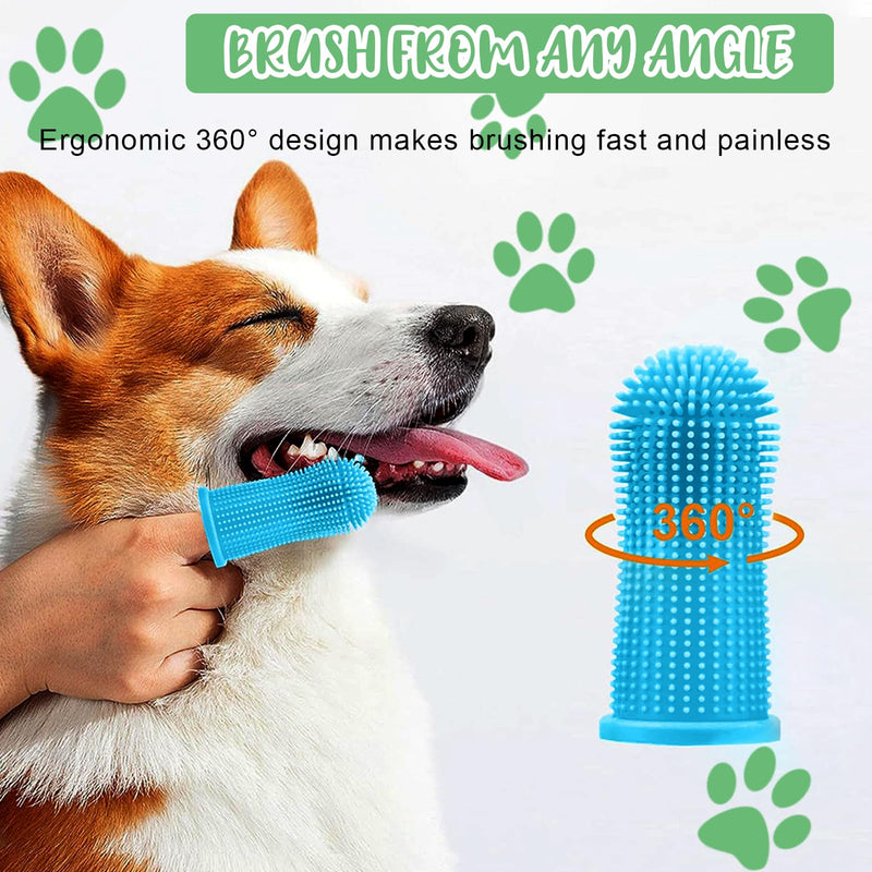 Pack of 16 Dog Toothbrush, 360º Dog Toothbrush, Finger Toothbrush, Cat, Silicone Pets Teeth Cleaning Toothbrush Kit for Dogs, Puppies, Cats & Small Pets Dental Care