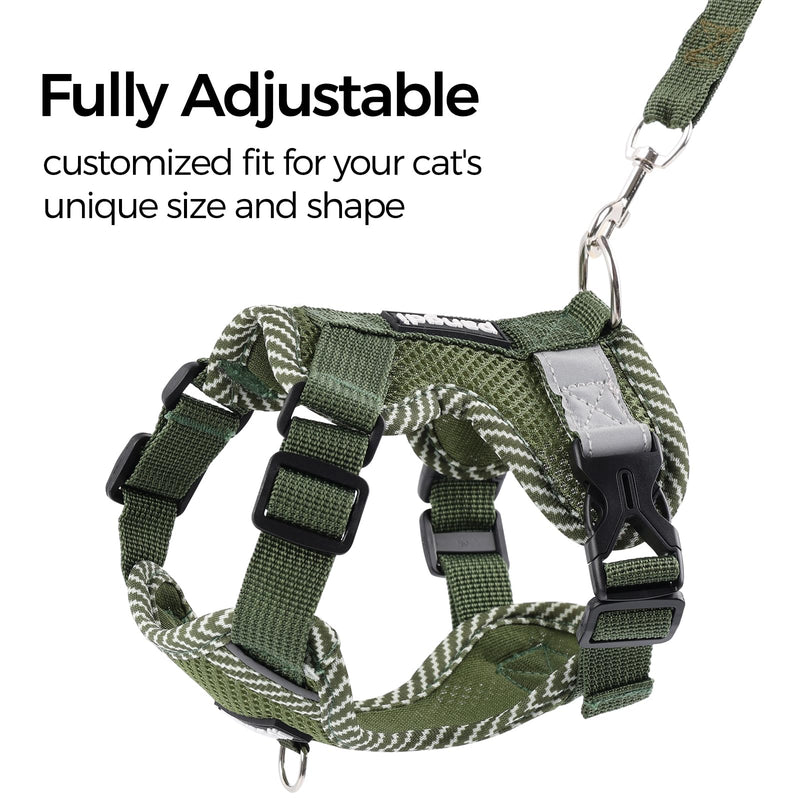 Cat Harness and Leash Escape Proof Extra Large Kitten Harness Maine Coon Cat Vest for Walking Travel, Dark Green, XXL XX-Large - PawsPlanet Australia