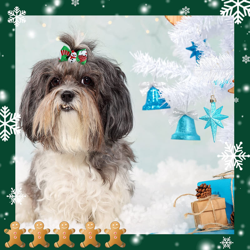 Weewooday 90 Pcs Christmas Dog Hair Bows Xmas Grooming Dog Hair Accessories Bows with Rubber Bands Pet Topknot for Xmas Party Decor Pet Gift Snowman Style - PawsPlanet Australia