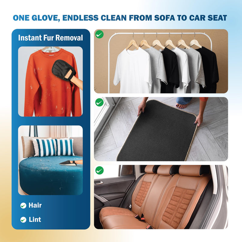 Pet Hair Removal Glove & Mitt for Couch, Furniture & Car Seat, Electrostatic 5-Finger Pet Hair Remover Tool for Dogs & Cats, Reusable Lint & Fur Remover for Carpet, Sofa & Clothing (1 Pack) - PawsPlanet Australia