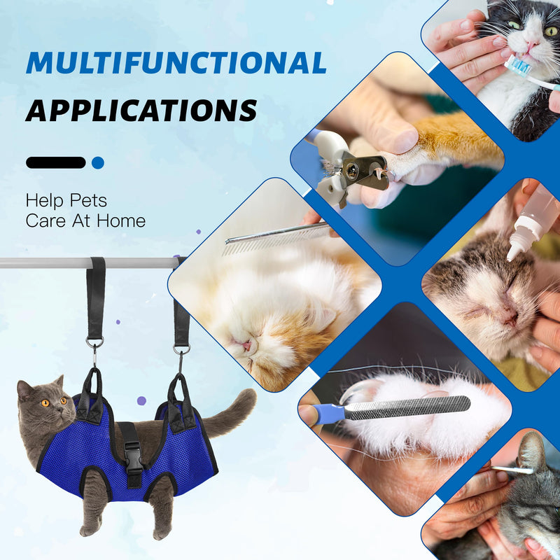 PatiencET Dog Grooming Hammock, Pet Grooming Hammock for Cats & Dogs, Dog Holder for Nail Trimming, Cat Sling for Nail Trimming with Nail Clippers/Trimmer, Nail File, Pet Comb(XS) XS Blue