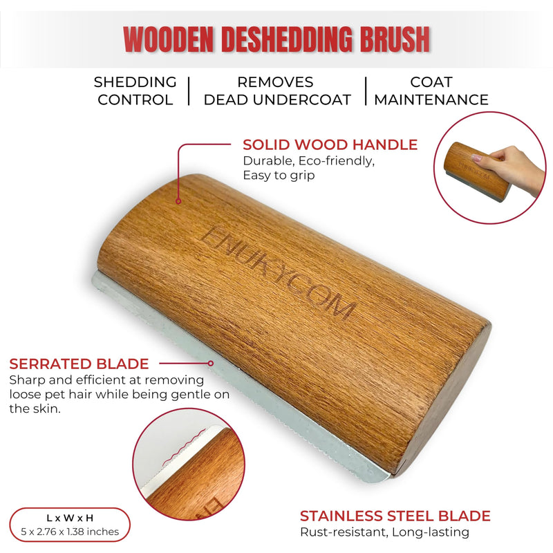 Wooden Pet Grooming Kit for Short-Haired & Double-Coated Dogs Cats Horses- Includes Bristle Brush, Massage Brush & Deshedding Brush -Dog Brush for Shedding - Best Deshedding Comb in Shedding Season - PawsPlanet Australia