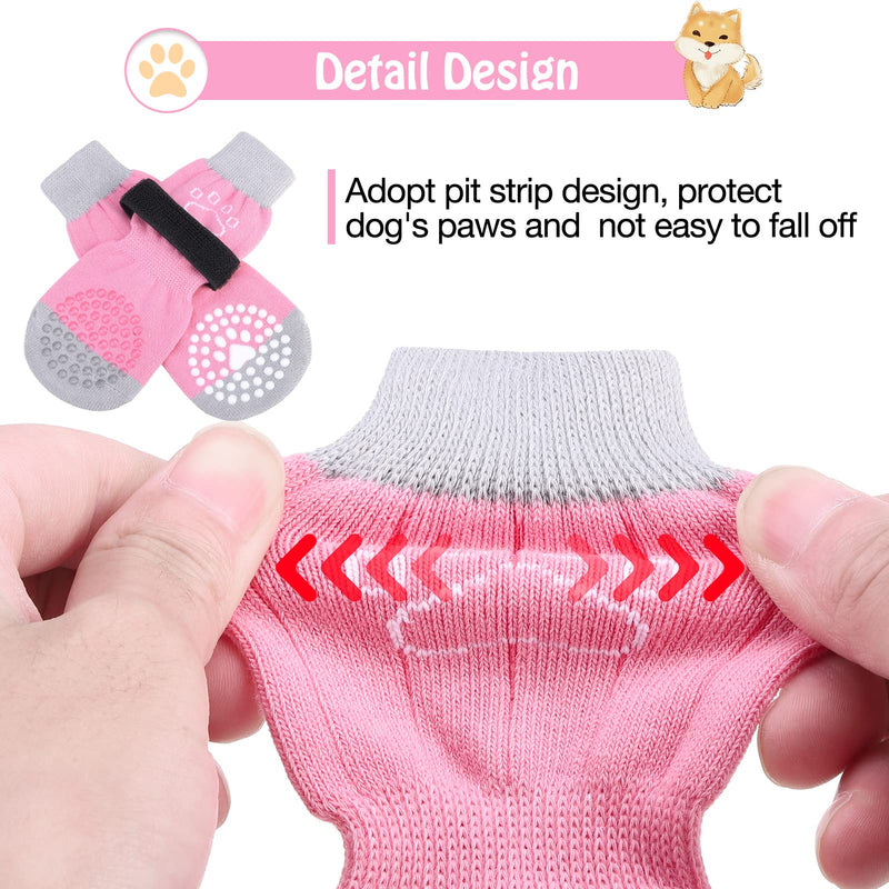 SCENEREAL Anti-Slip Dog Socks to Prevent Licking Paws, Dog Shoes for Hot/Cold Pavement, Dog Boots & Paw Protectors with Grippers for Hardwood Floors, Dog Booties for Small Medium Large Senior Dogs S(Pack of 6) Pink Pearl Paw - PawsPlanet Australia