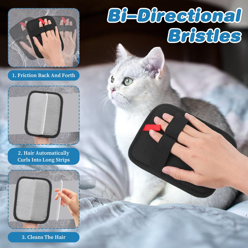 2 Pcs Pet Hair Removal Gloves Brush Double Sided Reusable Electrostatic Static Cat Hair Remover Glove for Dog Cat Grooming Fur Remover Mitt Tool for Clothing Couch Carpet Car Seat - PawsPlanet Australia