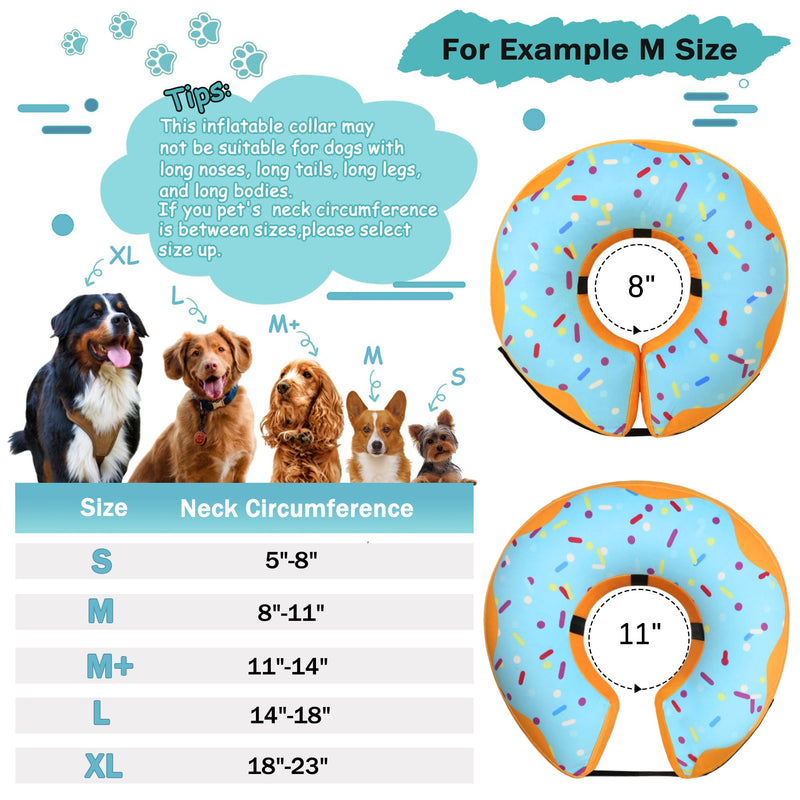 Recovery Donut Collar for Dogs & Cat,Inflatable Dog Cone Collar Alternative After Surgery,Soft Dog Cone for Large Medium Small Dog,Adjustable Dog Neck Donut Collar(Blue,Small) Blue S（Neck 5"-8"） - PawsPlanet Australia