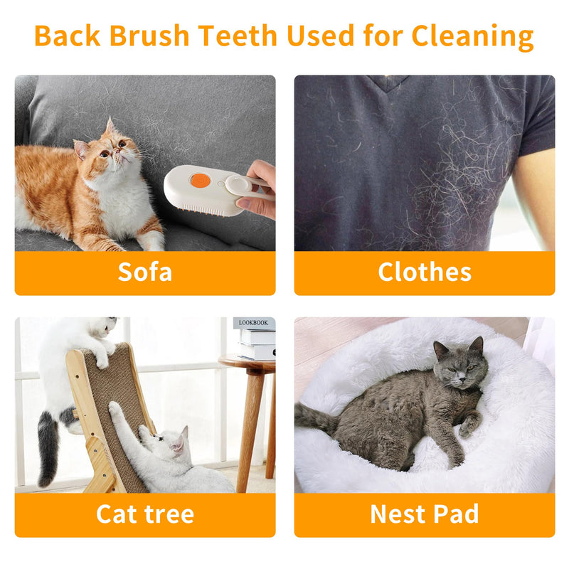 Cat Steam Brush - 3 in 1 Spray Cat Brush for Shedding, USB Rechargeable Pet Hair Removal Brush, Cat Brush for Cats, Cat Grooming Brush, Pet Comb for Kittens and Puppies, Massage and Remove Loose Hair - PawsPlanet Australia