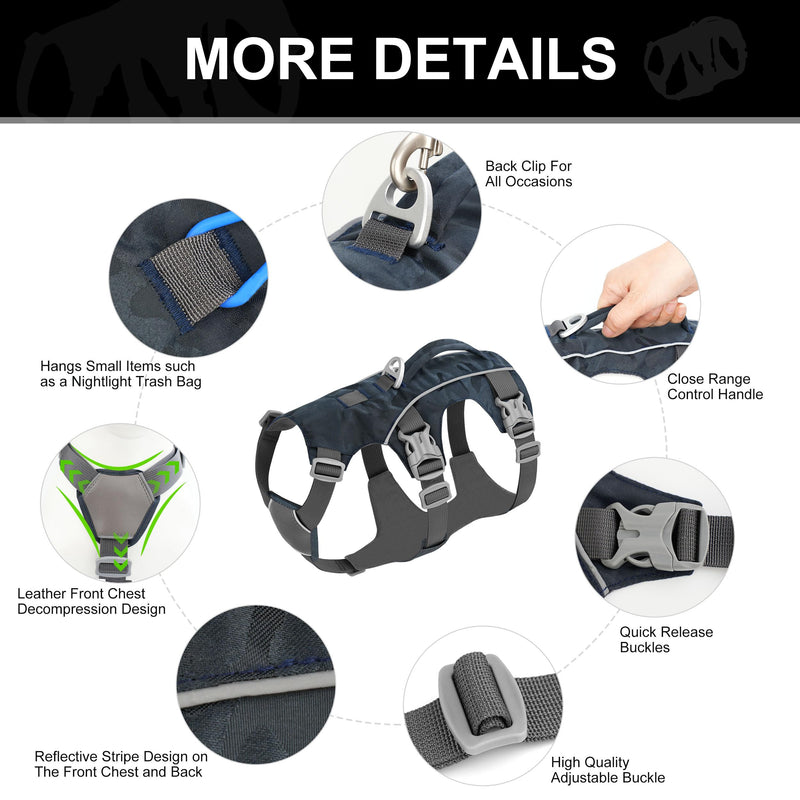 Escape Proof Dog Harness, Lightweight Full Body Pet Vest with Lift Handle and Leash Clip, Reflective Adjustable Small Dog Harness for Daily Walking(Grey,Chest:14-22") XS: Chest 14-22", Fit 8-12 lbs Grey - PawsPlanet Australia