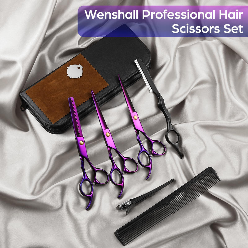 Hair Cutting Scissors Professional 6.89 inch Barber Scissors Multifunctional Salon Thinning Scissors Straight Shears Tools for Mother Father Friends' Christmas Gift Purple