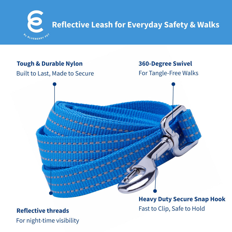 Blueberry Pet Essentials Reflective Dog Harness, Leash & Collar Set for Medium Dogs, French Blue, Adjustable Dog Harness & 5 ft Dog Leash, Puppy Essentials, Dog Collars for Small Dogs French Blue - Collar + Leash + Harness - PawsPlanet Australia