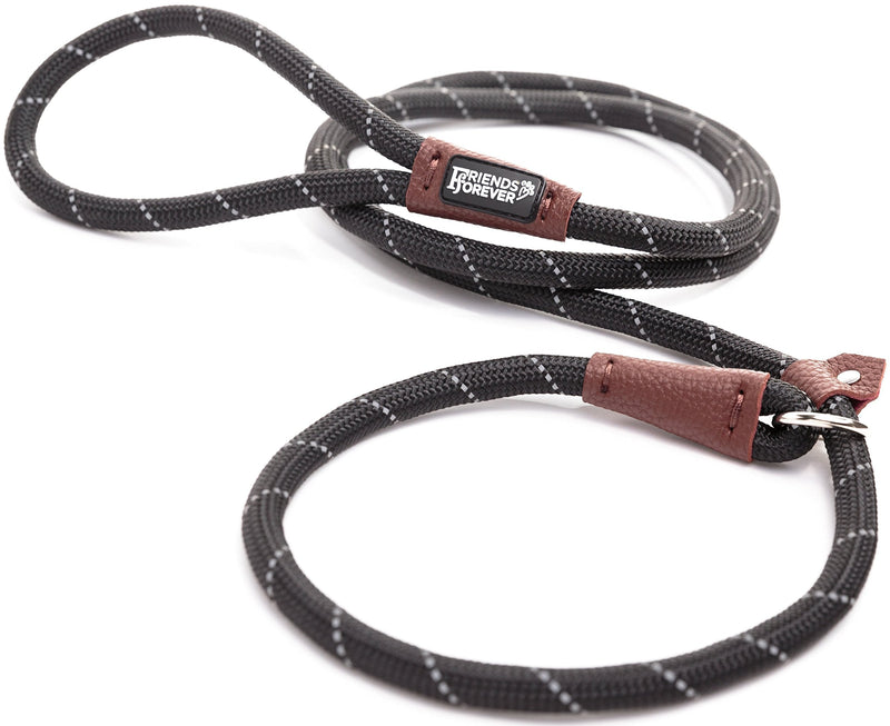 Friends Forever Extremely Durable Dog Rope Leash, Premium Quality Mountain Climbing Rope Lead, Strong, Sturdy Comfortable Leash Supports The Strongest Pulling Large Medium Dogs 6 feet, Black 6' - PawsPlanet Australia
